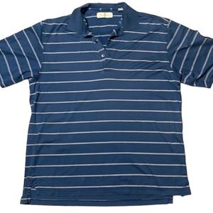 Harry Vardon Mens Short Sleeve Blue Striped Golf Shirt Large